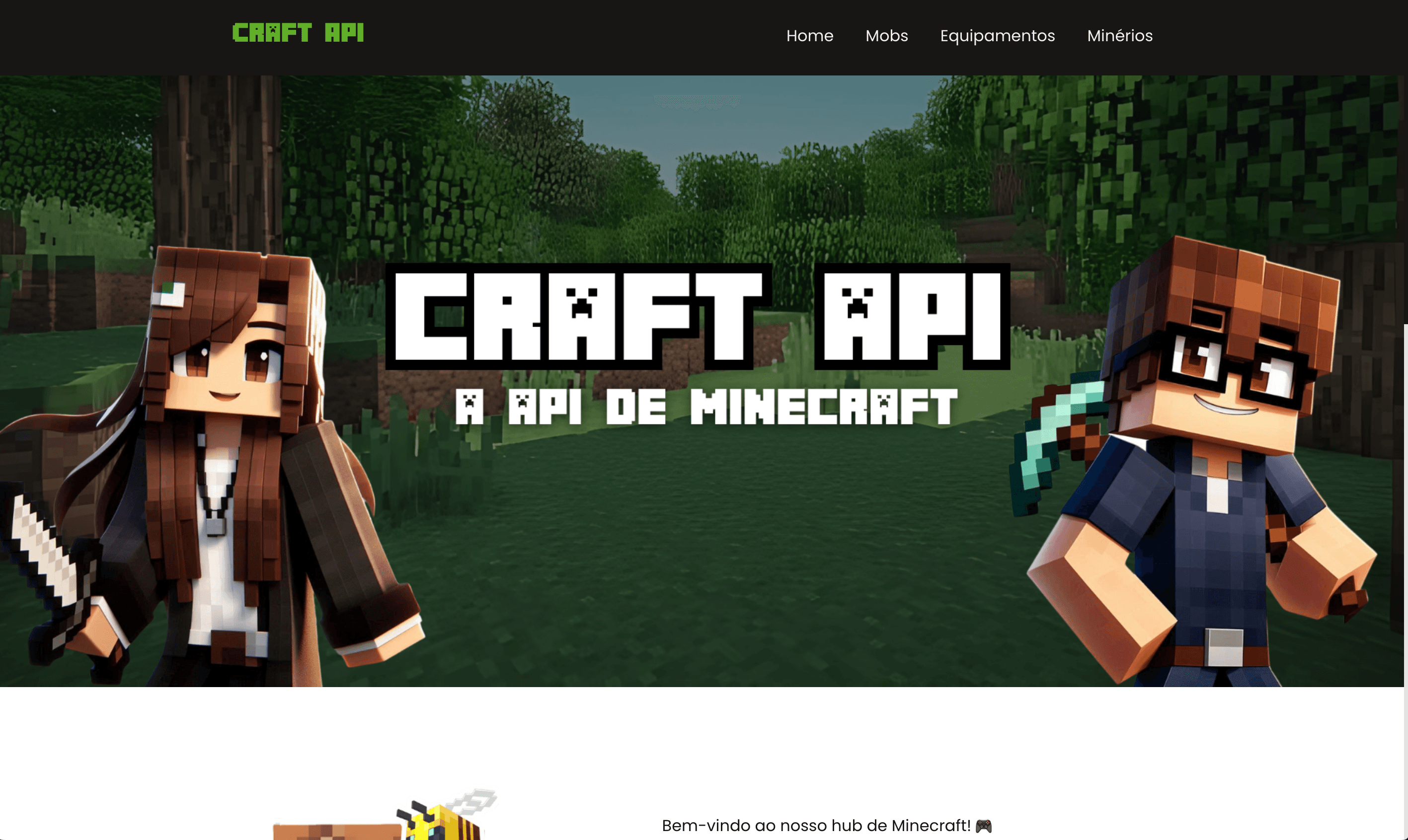 Página inicial do explorador Craft