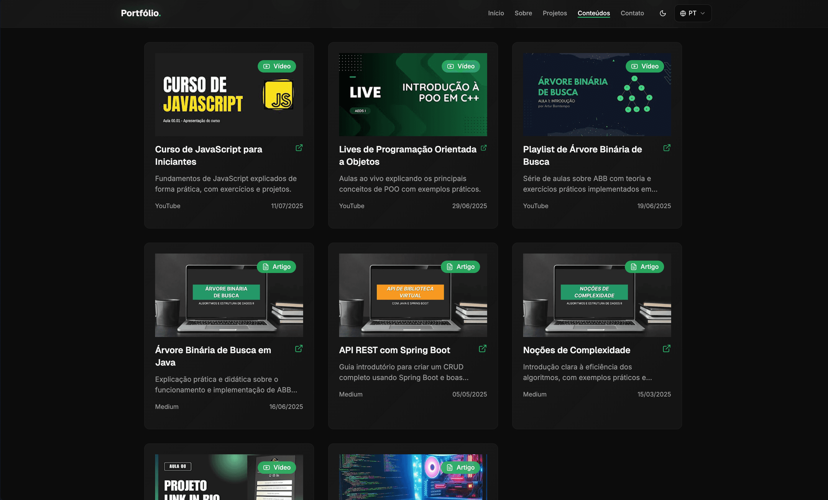 Conteúdo e detalhes adicionais