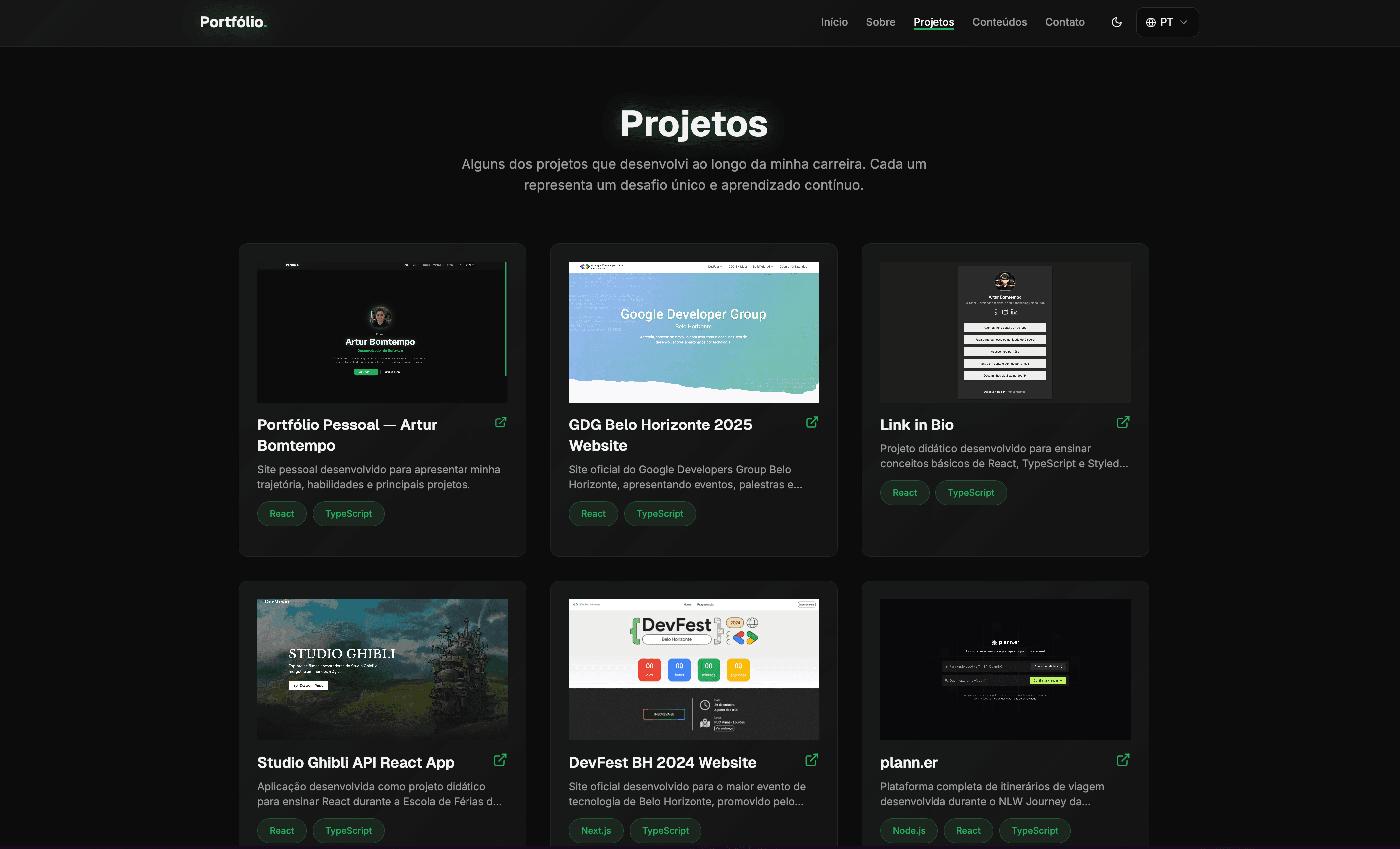 Portfólio de projetos realizados