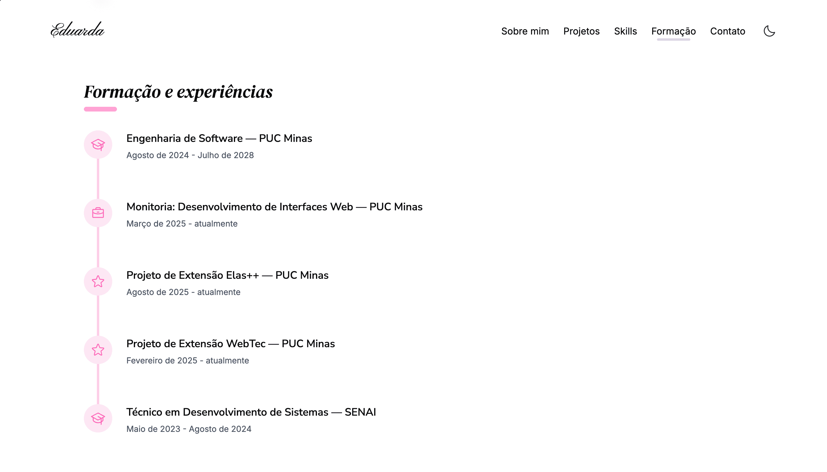 Histórico de experiências
